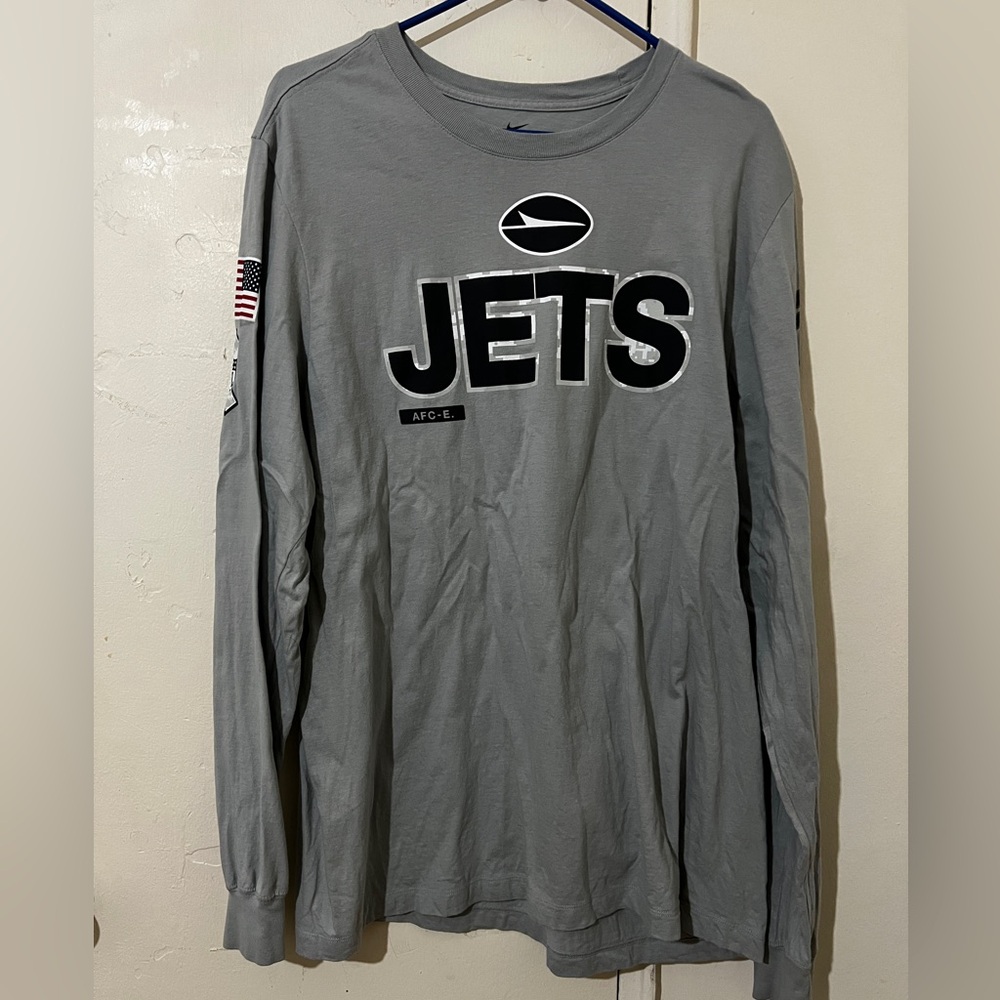 Nike New York Jets NFL Long Sleeve Shirt XL Gray Football Official Licensed